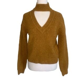 Lovers + Friends Sweater Women’s Small Tan Brown Cut Out Mock V-Neck Sweater